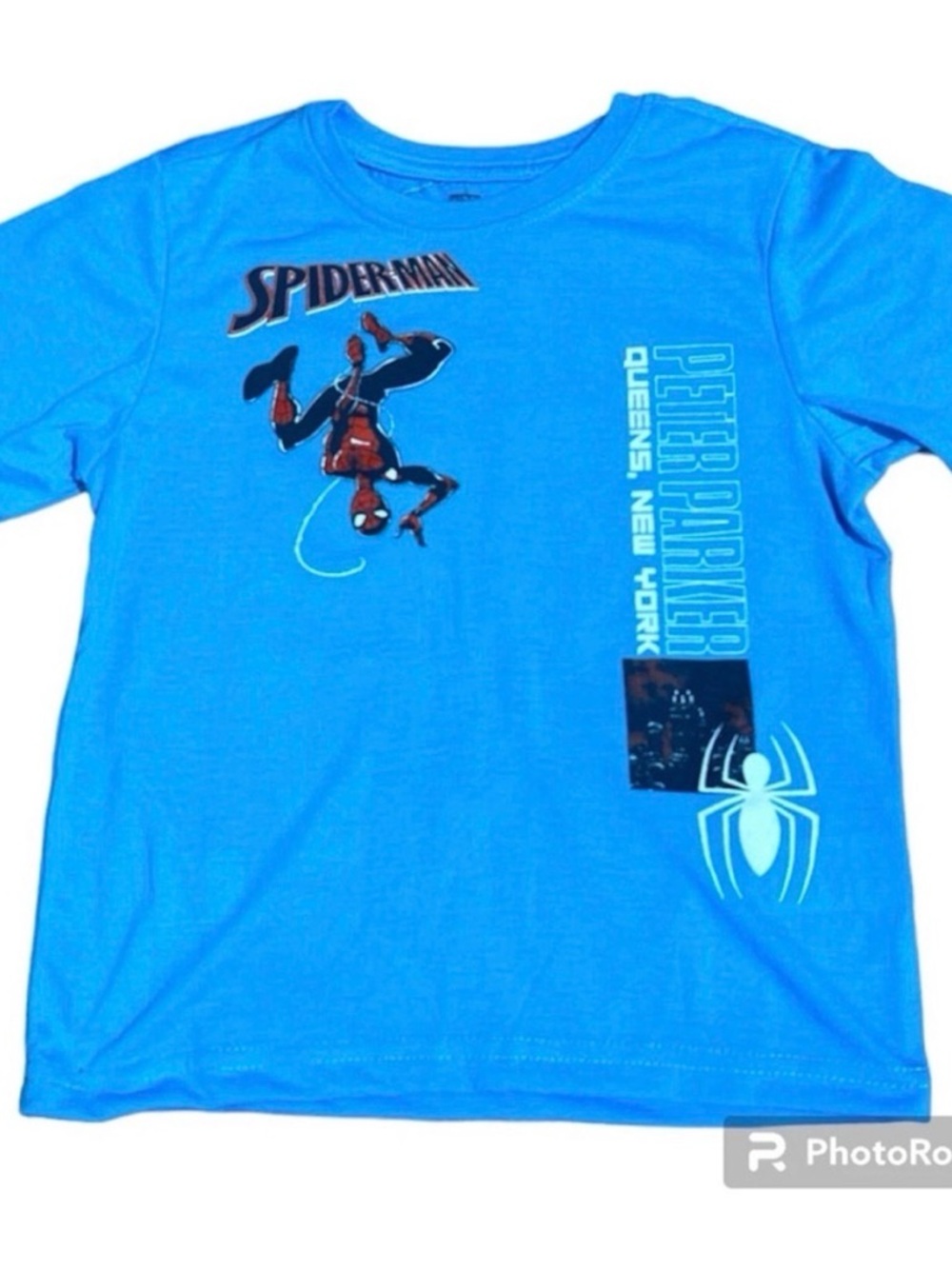 Marvel Spider-Man Boys Blue Graphic T-Shirt Peter Parker Queens NY 7